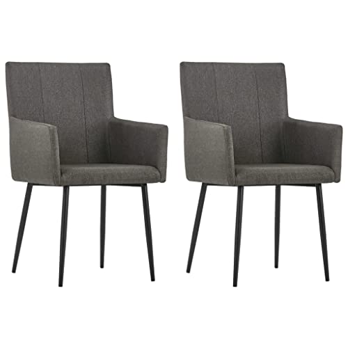 HANJIEFACAI Esszimmerstühle mit Armlehnen 2 STK. Taupe Stoff Besucherstuhl Esstisch Stühle Schminkstuhl Essstühle für Küche Garten Restaurant Park von HANJIEFACAI