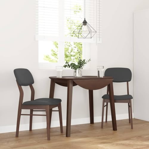 HANJIEFACAI Esszimmerstühle mit Kissen 2 STK. Braun Massivholz Gummibaum Stuhl Küche Gartenstühle Schminkstuhl Outdoor Chair für Garten Küche Balkon Wohnzimmer von HANJIEFACAI