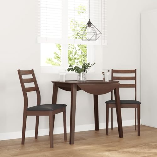 HANJIEFACAI Esszimmerstühle mit Kissen 2 STK. Braun Massivholz Gummibaum Wohnzimmer Stühle Balkonstuhl Schminkstuhl Essstühle für Wohnzimmer Garten Park Restaurant von HANJIEFACAI