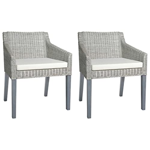 HANJIEFACAI Esszimmerstühle mit Kissen 2 STK. Grau Natur Rattan Wohnzimmer Stühle Balkonstuhl Schminkstuhl Essstühle für Wohnzimmer Balkon Küche Garten HANJIEFACAI Esszimmerstühle mit Kissen 2 STK. Grau Natur Rattan Wohnzimmer Stühle Balkonstuhl Schminkstuhl Essstühle für Wohnzimmer Balkon Küche Garten von HANJIEFACAI