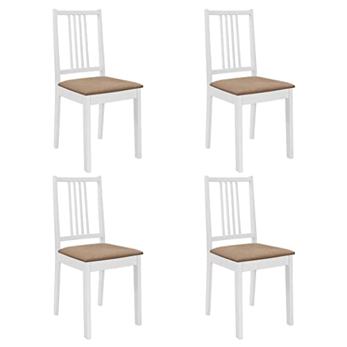 HANJIEFACAI Esszimmerstühle mit Polstern 4 STK. Weiß Massivholz Wartezimmer Stühle Gartenstühle Balkonstuhl Schminkstuhl für Balkon Park Wohnzimmer Garten von HANJIEFACAI