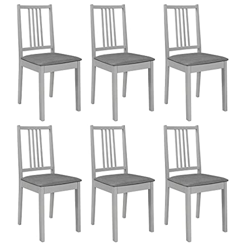 HANJIEFACAI Esszimmerstühle mit Polstern 6 STK. Grau Massivholz Wartezimmer Stühle Gartenstühle Balkonstuhl Schminkstuhl für Balkon Park Wohnzimmer Garten von HANJIEFACAI