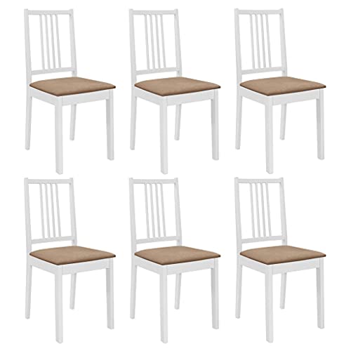 HANJIEFACAI Esszimmerstühle mit Polstern 6 STK. Weiß Massivholz Wartezimmer Stühle Gartenstühle Balkonstuhl Schminkstuhl für Balkon Park Wohnzimmer Garten HANJIEFACAI Esszimmerstühle mit Polstern 6 STK. Weiß Massivholz Wartezimmer Stühle Gartenstühle Balkonstuhl Schminkstuhl für Balkon Park Wohnzimmer Garten von HANJIEFACAI
