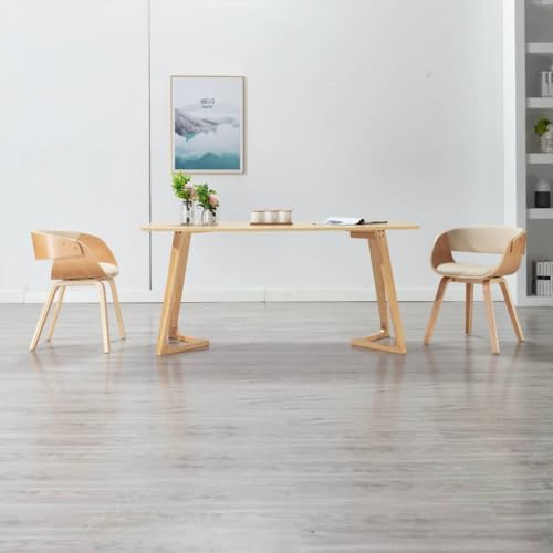 HANJIEFACAI Esszimmerstuhl Creme Bugholz und Kunstleder Kitchen Chair Esszimmerstühle Schminkstuhl Essstühle für Garten Restaurant Wohnzimmer Küche von HANJIEFACAI