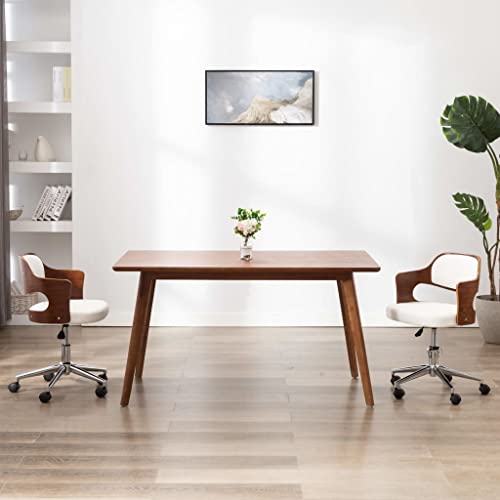 HANJIEFACAI Esszimmerstuhl Drehbar Weiß Bugholz und Kunstleder Stuhl Küche Gartenstühle Stuhl Schminktisch Lounge Sessel für Balkon Garten Küche Restaurant von HANJIEFACAI