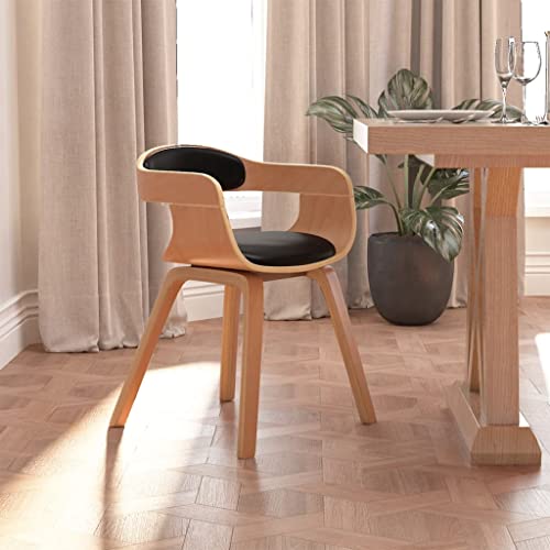 HANJIEFACAI Esszimmerstuhl Schwarz Bugholz und Kunstleder Wohnzimmer Stühle Gartenstühle Esszimmerstühle Besucherstuhl für Balkon Restaurant Park Küche von HANJIEFACAI