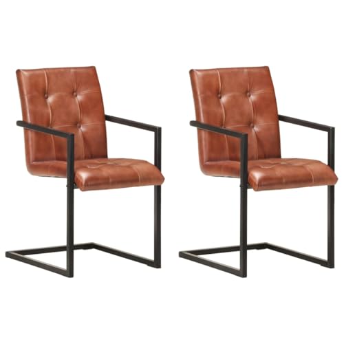 HANJIEFACAI Freischwinger 2 STK. Braun Echtleder Kitchen Chair Schminktisch Stuhl Balkonstuhl Stuhl Schminktisch für Park Küche Wohnzimmer Garten HANJIEFACAI Freischwinger 2 STK. Braun Echtleder Kitchen Chair Schminktisch Stuhl Balkonstuhl Stuhl Schminktisch für Park Küche Wohnzimmer Garten von HANJIEFACAI