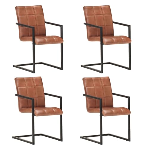 HANJIEFACAI Freischwinger 4 STK. Braun Echtleder Kitchen Chair Schminktisch Stuhl Balkonstuhl Stuhl Schminktisch für Park Küche Wohnzimmer Garten HANJIEFACAI Freischwinger 4 STK. Braun Echtleder Kitchen Chair Schminktisch Stuhl Balkonstuhl Stuhl Schminktisch für Park Küche Wohnzimmer Garten von HANJIEFACAI