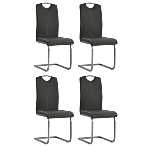 HANJIEFACAI Freischwinger 4 STK. Grau Kunstleder Kitchen Chair Esszimmerstühle Balkonstuhl Dining Chair für Garten Park Balkon Küche von HANJIEFACAI