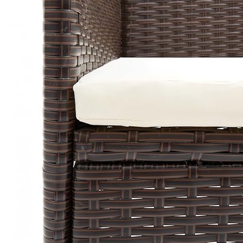 HANJIEFACAI Garten-Essstühle 2 STK. Braun aus Poly Rattan – Wetterfeste Outdoor-Stühle mit Polster, Ergonomische Sitzgruppe für Terrasse & Garten, Max. 110 kg Tragkraft von HANJIEFACAI