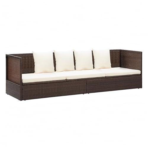 HANJIEFACAI Garten-Sofabett mit Kissen Braun – 200 cm Polyrattan Loungemöbel mit 7-Fach Verstellbarer Rückenlehne, Wetterfest für Terrasse & Poolbereich, Inkl. 4 Kissen & Auflage HANJIEFACAI Garten-Sofabett mit Kissen Braun – 200 cm Polyrattan Loungemöbel mit 7-Fach Verstellbarer Rückenlehne, Wetterfest für Terrasse & Poolbereich, Inkl. 4 Kissen & Auflage von HANJIEFACAI