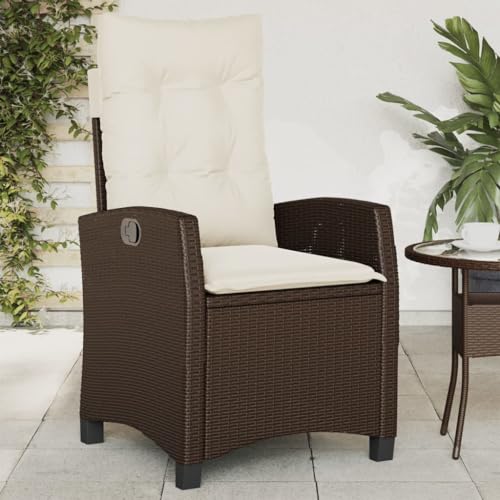 HANJIEFACAI Gartensessel Verstellbar mit Kissen Braun Poly Rattan Gartenstuhl Modern Gartenstuhl Terrassenstühle Outdoor Stuhl für Park Hof Schlafraum Camping von HANJIEFACAI