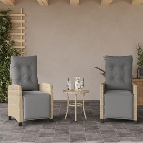 HANJIEFACAI Gartensessel mit Fußteil 2 STK. Verstellbar Poly Rattan Gartenstuhl Modern Gartenstuhl Terrassenstühle Outdoor Stuhl für Park Hof Schlafraum Camping von HANJIEFACAI