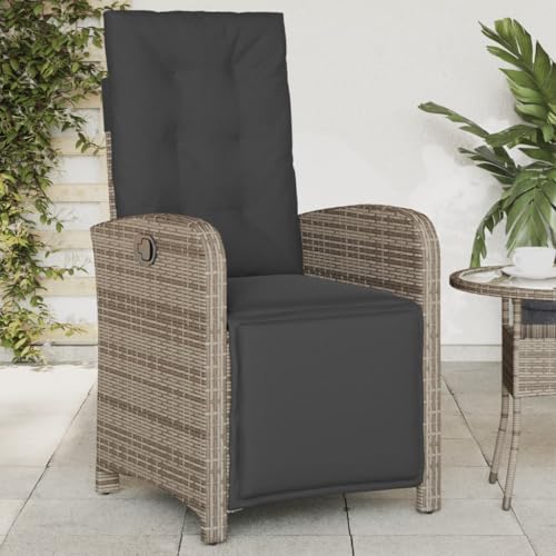 HANJIEFACAI Gartensessel mit Fußteil Verstellbar Grau Poly Rattan Biergartenstühle Essstühle Terrassenstühle Garden Chair für Camping Hof Schlafraum Balkon von HANJIEFACAI