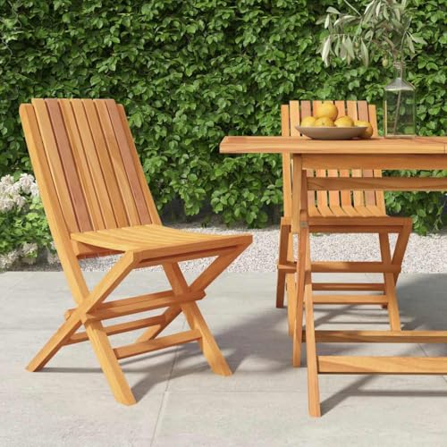 HANJIEFACAI Gartenstühle 2 STK. Klappbar 47x47x89 cm Massivholz Teak Biergartenstühle Gartenstuhl Essstühle Outdoor Chair für Park Balkon Schlafraum Camping von HANJIEFACAI
