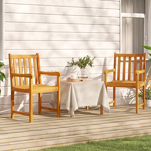 HANJIEFACAI Gartenstühle 2 STK. Massivholz Akazie Biergartenstühle Balkonstuhl Essstühle Stühle Garten für Hof Camping Schlafraum Balkon von HANJIEFACAI