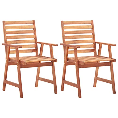 HANJIEFACAI Gartenstühle 2 STK. Massivholz Akazie Biergartenstühle Essstühle Terrassenstühle Garden Chair für Schlafraum Balkon Hof Camping von HANJIEFACAI