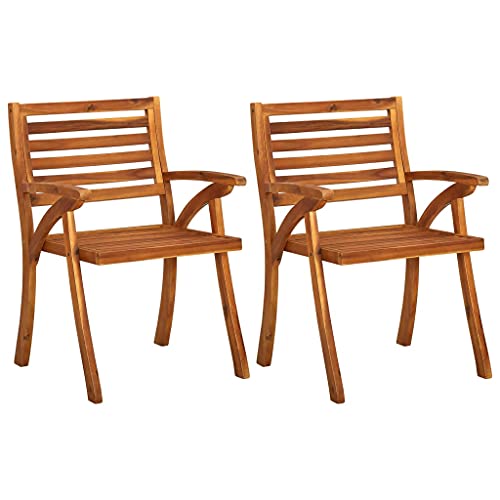 HANJIEFACAI Gartenstühle 2 STK. Massivholz Akazie Stühle Garten Essstühle Outdoor Stuhl Garden Chair für Balkon Hof Park Camping von HANJIEFACAI