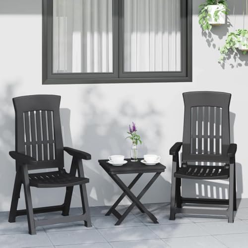 HANJIEFACAI Gartenstühle 2 STK. Verstellbar Anthrazit PP Gartensessel Outdoor Essstühle Terrassenstühle Balkon Stühle für Hof Park Schlafraum Balkon von HANJIEFACAI