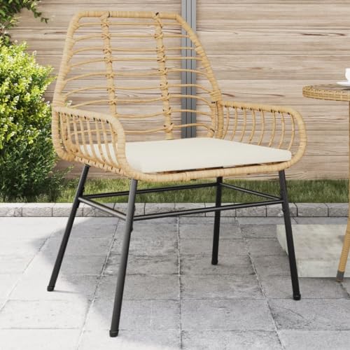 HANJIEFACAI Gartenstühle 2 STK. mit Kissen Braun Poly Rattan Gartenstuhl Modern Balkonstuhl Terrassenstühle Balkon Stühle für Camping Balkon Schlafraum Hof von HANJIEFACAI