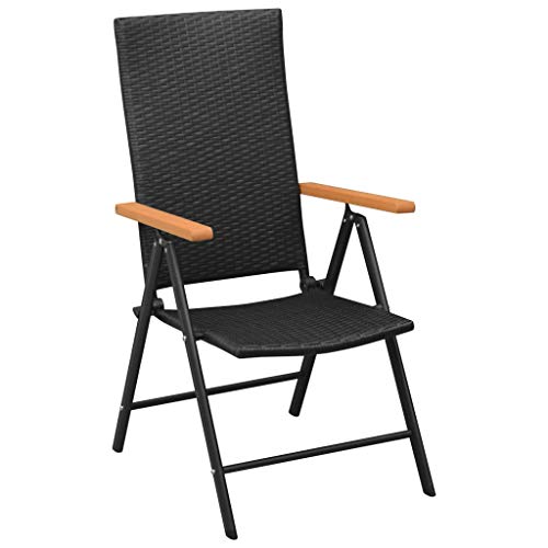 HANJIEFACAI Gartenstühle 4 STK. Poly Rattan Schwarz Stühle Garten Balkonstuhl Outdoor Stuhl Balcony Chair für Park Schlafraum Hof Camping von HANJIEFACAI
