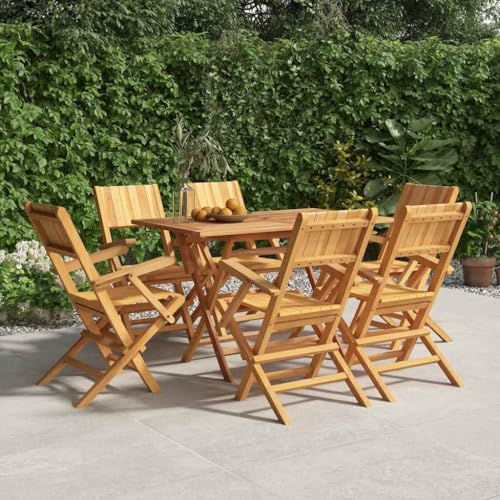HANJIEFACAI Gartenstühle 6 STK. Klappbar 55x61x90 cm Massivholz Teak Gartensessel Outdoor Gartenstuhl Essstühle Balcony Chair für Schlafraum Camping Hof Park von HANJIEFACAI