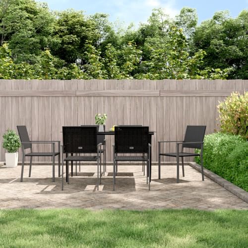 HANJIEFACAI Gartenstühle 6 STK. Schwarz 54x62,5x89 cm Poly Rattan Stuhl Garten Balkonstuhl Terrassenstühle Garden Chair für Balkon Hof Park Camping von HANJIEFACAI