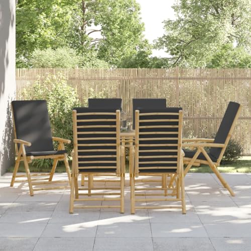 HANJIEFACAI Gartenstühle 6 STK. Verstellbar Klappbar mit Kissen Bambus Gartensessel Outdoor Balkonstuhl Essstühle Garden Chair für Hof Camping Balkon Park von HANJIEFACAI