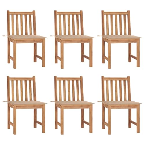 HANJIEFACAI Gartenstühle 6 STK. mit Kissen Massivholz Teak Outdoor Chair Gartenstuhl Outdoor Stuhl Balcony Chair für Camping Hof Park Schlafraum HANJIEFACAI Gartenstühle 6 STK. mit Kissen Massivholz Teak Outdoor Chair Gartenstuhl Outdoor Stuhl Balcony Chair für Camping Hof Park Schlafraum von HANJIEFACAI