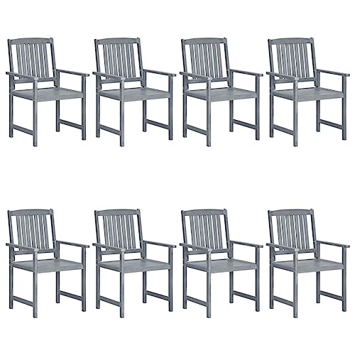 HANJIEFACAI Gartenstühle 8 STK. Massivholz Akazie Grau Gartenstuhl Modern Gartenstuhl Essstühle Garden Chair für Balkon Camping Hof Park HANJIEFACAI Gartenstühle 8 STK. Massivholz Akazie Grau Gartenstuhl Modern Gartenstuhl Essstühle Garden Chair für Balkon Camping Hof Park von HANJIEFACAI