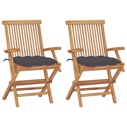 HANJIEFACAI Gartenstühle mit Anthrazit Kissen 2 STK. Massivholz Teak Stühle Balkon Gartenstuhl Terrassenstühle Stühle für Park Balkon Camping Hof HANJIEFACAI Gartenstühle mit Anthrazit Kissen 2 STK. Massivholz Teak Stühle Balkon Gartenstuhl Terrassenstühle Stühle für Park Balkon Camping Hof von HANJIEFACAI