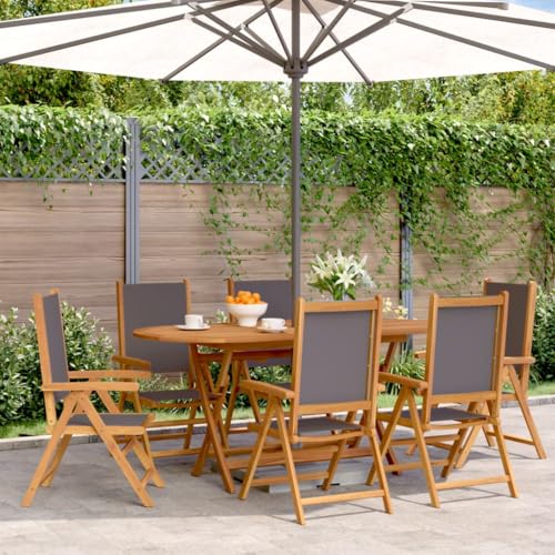 HANJIEFACAI Gartenstuhl Verstellbar 6 STK. Anthrazit Stoff und Massivholz Biergartenstühle Balkonstuhl Balkon Stühle Balcony Chair für Park Balkon Hof Schlafraum von HANJIEFACAI