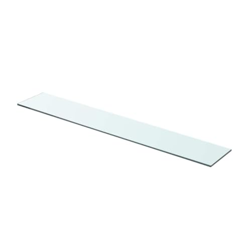 HANJIEFACAI Glass Shelf Board 80x12 cm Transparent Tempered Glass Panel for Slatwall Display, 15kg Load Capacity, 8mm Thick, Modern Decorative Shelf for Home and Store von HANJIEFACAI