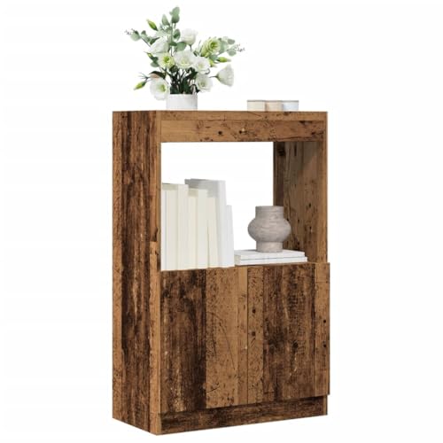 HANJIEFACAI Highboard Altholz-Optik 63x33x100 cm Holzwerkstoff Vitrine Bookcase Cabinet Small Bookshelf für Balkon Wohnzimmer Schlafzimmer Flur von HANJIEFACAI