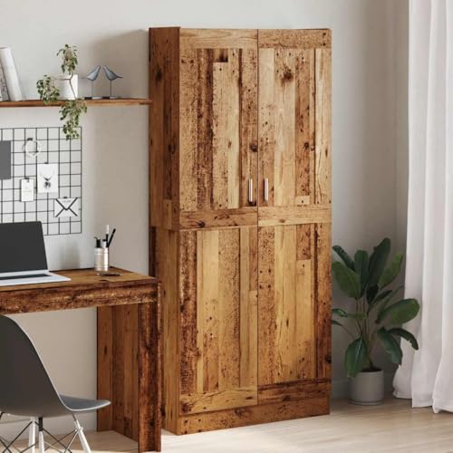 HANJIEFACAI Highboard Altholz-Optik 82,5x30,5x185 cm Holzwerkstoff Small Bookcase Book Shelf Small Bookshelf Display Cabinet für Balkon Schlafzimmer Wohnzimmer Flur von HANJIEFACAI