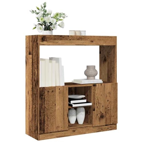 HANJIEFACAI Highboard Altholz-Optik 92x33x100 cm Holzwerkstoff Vitrine Bookcase Cabinet Small Bookshelf für Balkon Wohnzimmer Schlafzimmer Flur von HANJIEFACAI