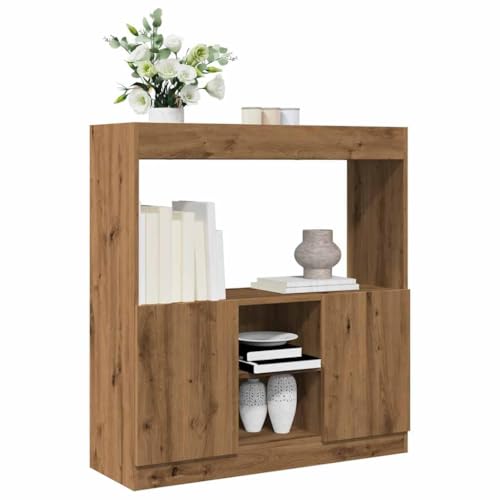 HANJIEFACAI Highboard Artisan-Eiche 92x33x100 cm Holzwerkstoff Vitrine Bookcase Cabinet Small Bookshelf für Balkon Wohnzimmer Schlafzimmer Flur von HANJIEFACAI