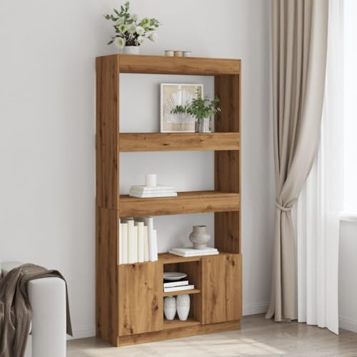 HANJIEFACAI Highboard Artisan-Eiche 92x33x180 cm Holzwerkstoff Vitrine Bookcase Cabinet Small Bookshelf für Balkon Wohnzimmer Schlafzimmer Flur von HANJIEFACAI