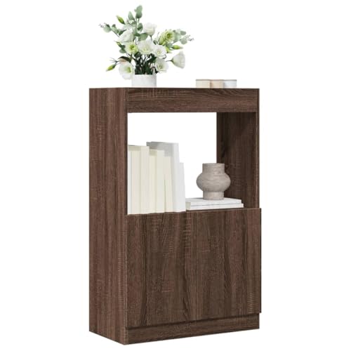 HANJIEFACAI Highboard Braun Eichen-Optik 63x33x100 cm Holzwerkstoff Vitrine Bookcase Cabinet Small Bookshelf für Balkon Wohnzimmer Schlafzimmer Flur von HANJIEFACAI