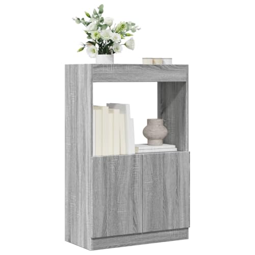 HANJIEFACAI Highboard Grau Sonoma-Eiche 63x33x100 cm Holzwerkstoff Vitrine Bookcase Cabinet Small Bookshelf für Balkon Wohnzimmer Schlafzimmer Flur von HANJIEFACAI