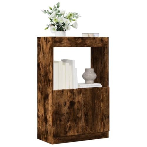 HANJIEFACAI Highboard Räuchereiche 63x33x100 cm Holzwerkstoff Vitrine Bookcase Cabinet Small Bookshelf für Balkon Wohnzimmer Schlafzimmer Flur von HANJIEFACAI