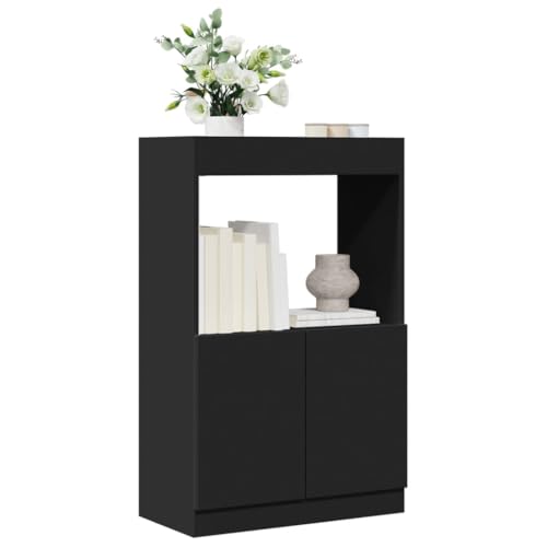 HANJIEFACAI Highboard Schwarz 63x33x100 cm Holzwerkstoff Vitrine Bookcase Cabinet Small Bookshelf für Balkon Wohnzimmer Schlafzimmer Flur von HANJIEFACAI