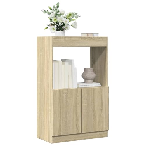 HANJIEFACAI Highboard Sonoma-Eiche 63x33x100 cm Holzwerkstoff Vitrine Bookcase Cabinet Small Bookshelf für Balkon Wohnzimmer Schlafzimmer Flur von HANJIEFACAI