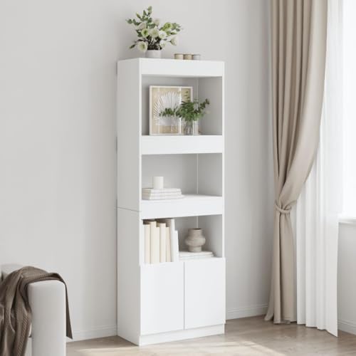HANJIEFACAI Highboard Weiß 63x33x180 cm Holzwerkstoff Vitrine Bookcase Cabinet Small Bookshelf für Balkon Wohnzimmer Schlafzimmer Flur von HANJIEFACAI