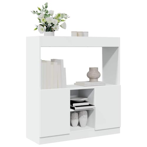 HANJIEFACAI Highboard Weiß 92x33x100 cm Holzwerkstoff Vitrine Bookcase Cabinet Small Bookshelf für Balkon Wohnzimmer Schlafzimmer Flur von HANJIEFACAI