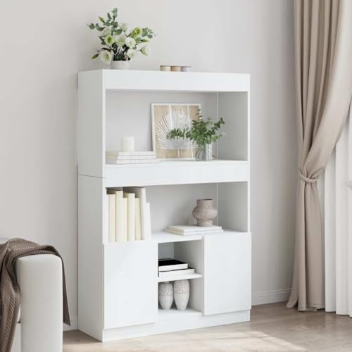 HANJIEFACAI Highboard Weiß 92x33x140 cm Holzwerkstoff Vitrine Bookcase Cabinet Small Bookshelf für Balkon Wohnzimmer Schlafzimmer Flur von HANJIEFACAI