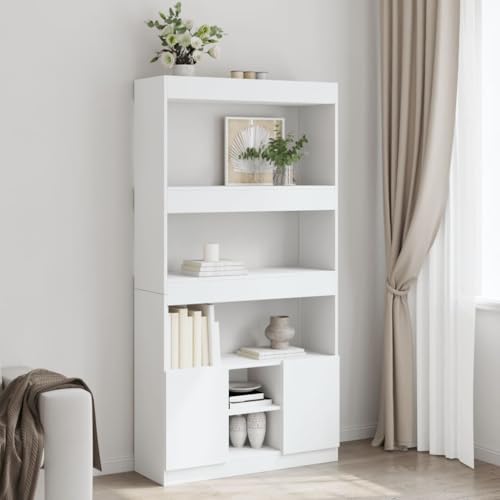 HANJIEFACAI Highboard Weiß 92x33x180 cm Holzwerkstoff Vitrine Bookcase Cabinet Small Bookshelf für Balkon Wohnzimmer Schlafzimmer Flur von HANJIEFACAI