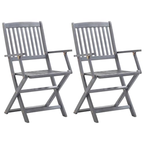 HANJIEFACAI Klappbare Gartenstühle 2 STK. Massivholz Akazie Gartenstuhl Modern Gartenstuhl Balkonstuhl Balcony Chair für Schlafraum Hof Camping Balkon von HANJIEFACAI