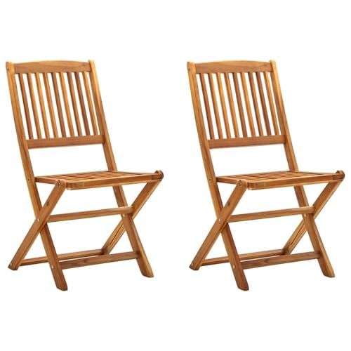HANJIEFACAI Klappbare Gartenstühle 2 STK. Massivholz Akazie Gartenstuhl Modern Gartenstuhl Balkonstuhl Balcony Chair für Schlafraum Hof Camping Balkon von HANJIEFACAI