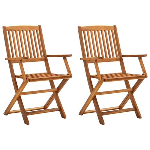 HANJIEFACAI Klappbare Gartenstühle 2 STK. Massivholz Akazie Gartenstuhl Modern Gartenstuhl Balkonstuhl Balcony Chair für Schlafraum Hof Camping Balkon von HANJIEFACAI
